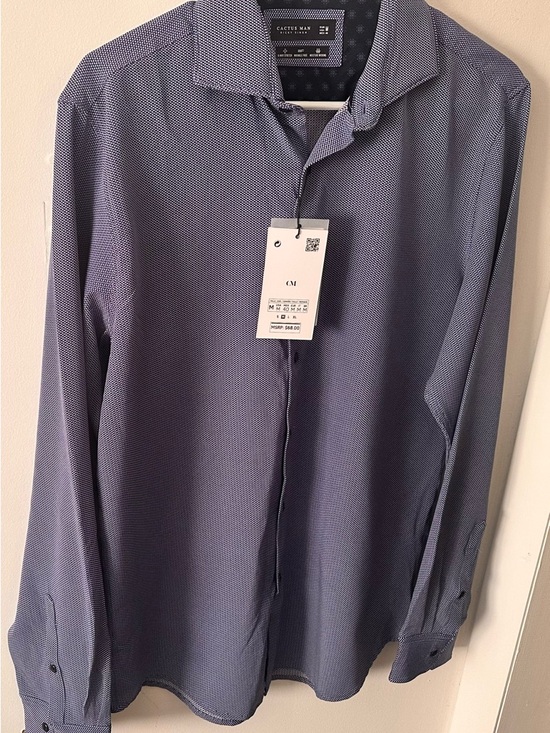 Cactus Man Other - Cactus Man Blue Micro-Pattern Casual Button-Down Shirt